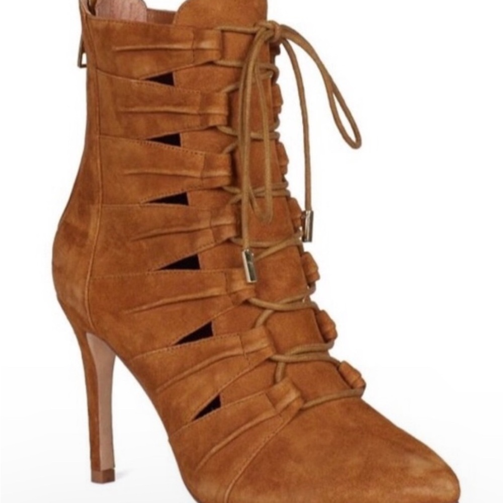 Joie Tan Heeled Boots with Lace-Up Design Size 37